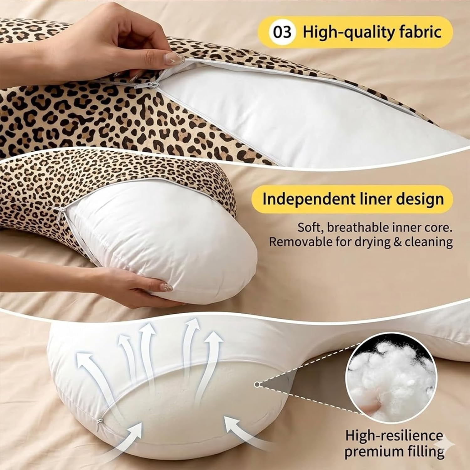 Pea Pod Body Pillow for Adults - Plush Full Body Pillow with Even Filling Removable Cover Breathable Comfortable Body Support Pillow for Sleep Relax Couch Bed (Light Blue)