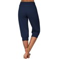 thumbnail image 3 of Langwyqu Women Drawstring Capri Yoga Pants Lounge Joggers Pants Knee-length Trousers, 3 of 5