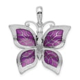 thumbnail image 3 of Finest Gold Sterling Silver Polished Enameled Purple Butterfly Pendant, 3 of 3