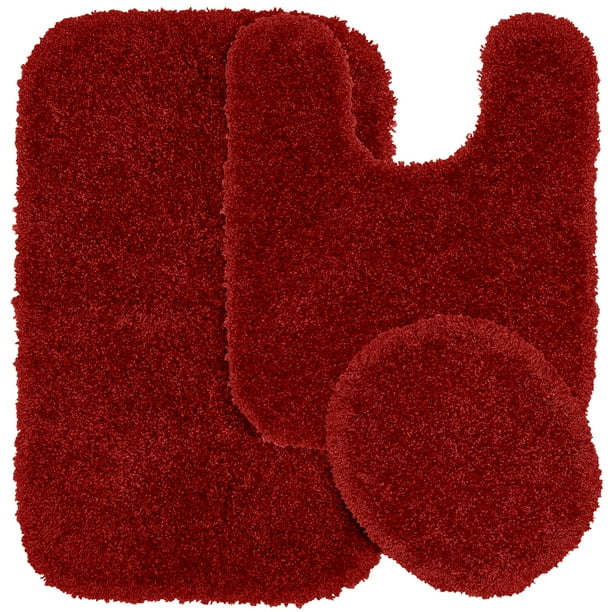 Garland Rug Serendipity Spa Shag Soft & Plush Chili Pepper Red 3 Piece Bathroom Rug Set