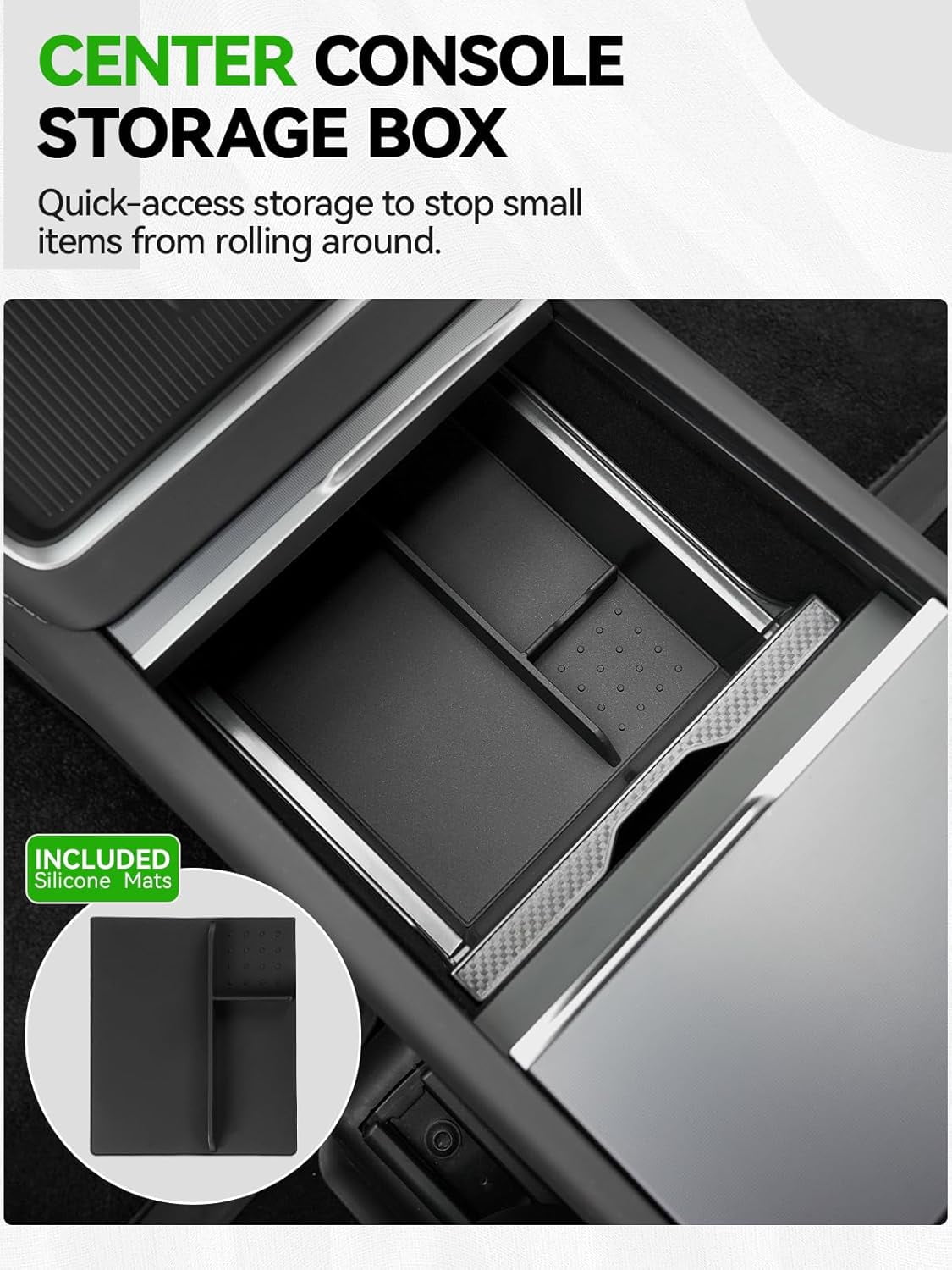10PCS Center Console Organizer Tray for 2025 2026 Tesla Accessories, Under Seat Storage Armrest Hidden Storage Box Cup Holder Charger Pad for Tesla
