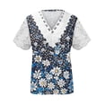 thumbnail image 2 of TaTaai Casual Drop Shoulder Floral Top for Women， V Neck Short Sleeve Pullover Blouse in Airy Lightweight Fabric， Spring Summer Relaxed Fit Tunic Style Gift, 2 of 5