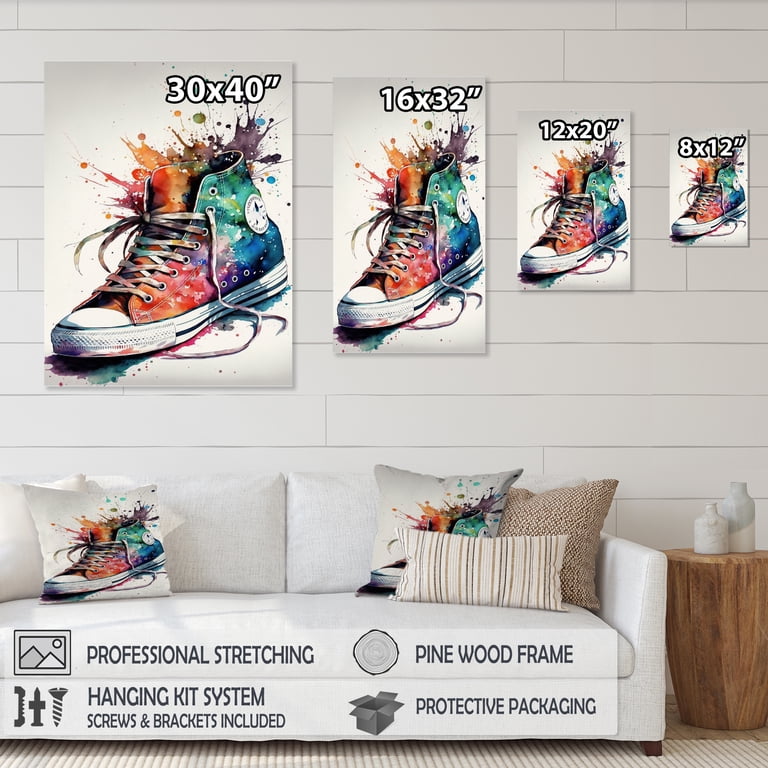 Designart Multicolor Sneaker Shoe III Canvas Wall Art - Walmart.com