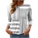thumbnail image 2 of Heisall Women's T-Shirts 3/4 Sleeve Round Neck Loose Casual Striped Non-positional Print Spring/Autumn Fashion, 2 of 7