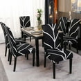 thumbnail image 2 of Dining Room Chair Covers Set of 4, Stretch Printed Parsons Chair Slipcovers Spandex Removable Washable Kitchen Chair Protector Cover for Dining Room, Hotel, Ceremony(Black), 2 of 6