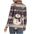 thumbnail image 4 of Christmas Top for Women Holiday Snowman Print Shirt Long Sleeve Crew Neck Blouse Christmas Party Top V Neck Tops with Buttons My Items, 4 of 7