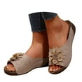 thumbnail image 3 of Daznico Women's Leather Flower Wedge Slippers - Stylish Open Toe Comfortable Shoes with Temperament,for Size 8.5, 3 of 9