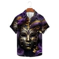 thumbnail image 5 of JURANMO 2025 Men Carnival Costume, Loose Fit Graphic Printed Button Up Bowling Shirts Dressy Lapel Tropical Shirt Big and Tall Holiday Beach Tops Multicolor 3XL Clearance On Halloween, 5 of 6