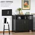 thumbnail image 6 of 2 Door Kitchen Storage Sideboard with Open Shelf and Two Cabinets, Dining Buffet Server Cabinet Cupboard with Adjustable Shelves and Anti-Tipping, Multipurpose Storage Cabinet, Black, 6 of 7