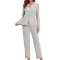 thumbnail image 3 of MecTo Sleepwear Notch Collar Full‑Button Front Placket with Chest Pocket, Pajamas Set (Women's), 3 of 8