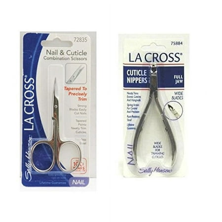 Sally Hansen LA Cross Nail & Cuticle Combination Scissors 72835 + Cuticle Nippers Wide Blade 75884