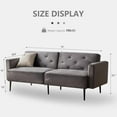 thumbnail image 3 of Mxfurhawa Futon Sofa Bed, 74" Convertible Sleeper Couch, Upholstered Loveseat with Adjustable Back, Arms and Metal Legs, Memory Foam Cushion, Suit for Living Room Office(Velvet - Dark Grey), 3 of 7
