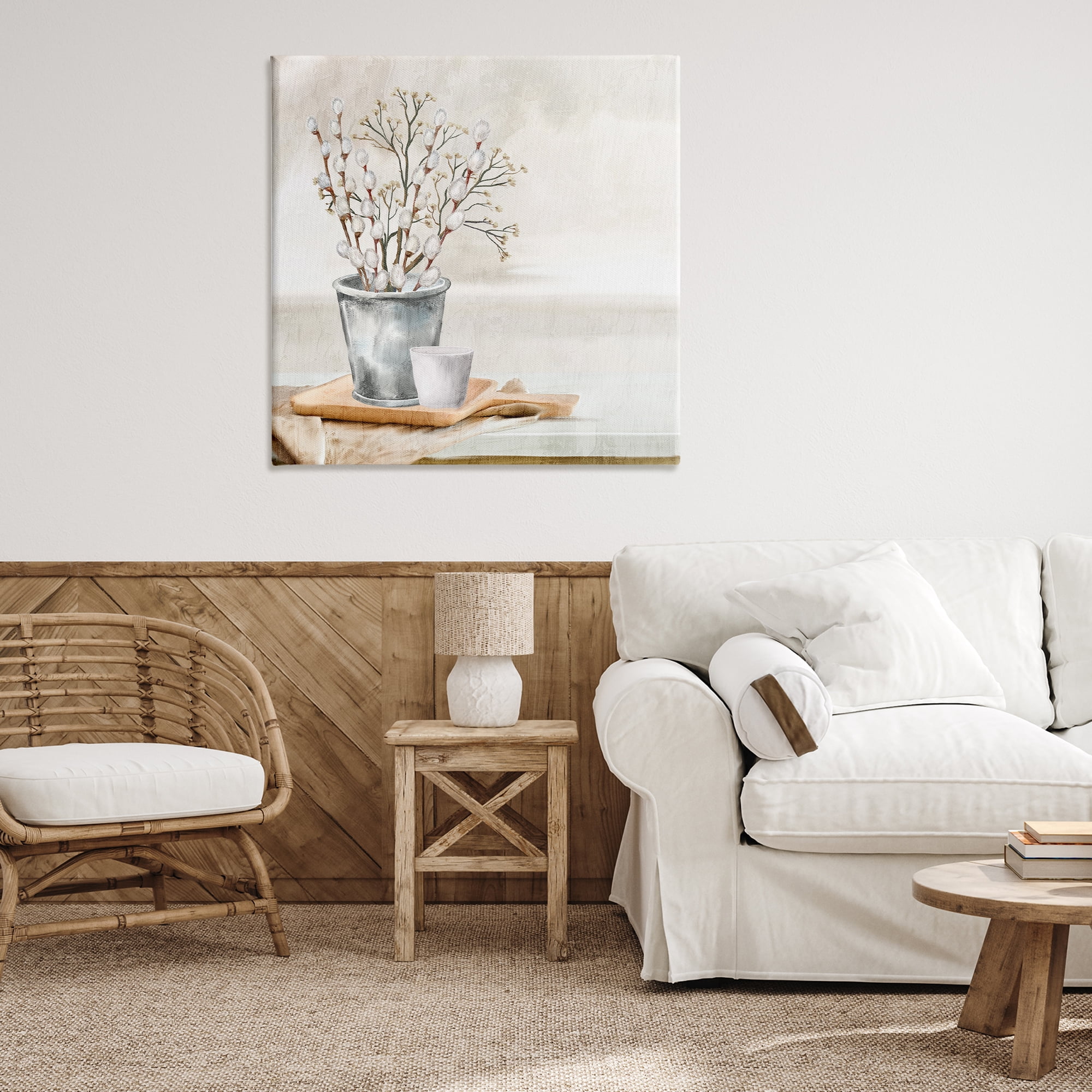 Stupell Industries Pussy Willow Still Life Botanical & Floral Painting Gallery Wrapped Canvas Art Print Wall Art, 36 x 36