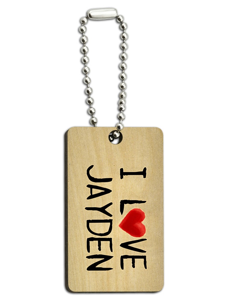 Graphics and More I Love Jayden Written on Paper Wood Rectangle Key