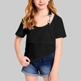 thumbnail image 2 of Zpanxa T-Shirts pour Filles Style Western Uni Col Rond Manches Courtes Haut en Nylon Spandex 11-12 Ans, 2 of 6