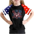 thumbnail image 2 of Amidoa Girls Short Sleeve Crewneck Graphic Cute Casual Summer Tee Black,120, 2 of 4