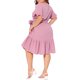 thumbnail image 2 of Vestido de mujer de talla grande Agnes Orinda con dobladillo de volantes, botones, escote en V, mangas cortas, vestido midi de playa con cinturón 2X rosa, 2 of 8