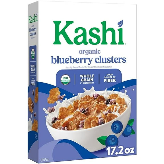 Kashi Breakfast Cereal, Organic, Whole Grain, Blueberry Clusters, 17.2oz Box (1 Box)