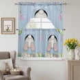 thumbnail image 6 of Easter Rabbit Tail Swag Curtains Valance & Tier Set, Floral Grass Watercolor Easter Egg Blue Wood Grain 3 Pcs Set Kitchen Swag Valances and Tiers 24 Inch Length Rod Pocket Curtain Drapes for Bedroom, 6 of 9