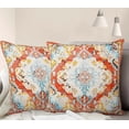 thumbnail image 3 of Boho Pillow Covers 18x18 Inch Set of 2 Bohemian Carpet Pattern Throw Pillow Covers Red and Orange Vintage Floral Cushion Cover Double Sided Printing Waterproof Decor for Living Room Bedroom Outdoor, 3 of 6