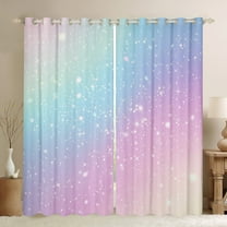 jejeloiu Horoscope Theme Black Out Curtains,Constellation Print Curtains Pack of 2 (42x63 Each),Blue Pink Purple Ombre Bedroom Curtains For Kids,Luxury Bedroom Decor
