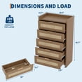 thumbnail image 2 of Boho Rattan Dresser 5 Drawers,46 Inch Tall Chest of Drawers for Bedroom Nursery Living Room, Modern Dresser Storage Cabinet for Nursery Living Room, Bedroom and Entryway Dark Oak, 2 of 8