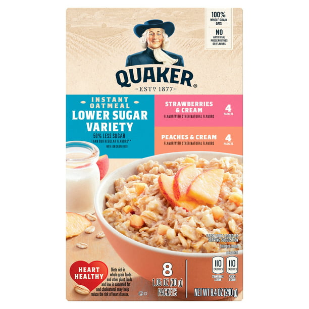 Quaker Instant Oatmeal Low Sugar Fruit and Cream Variety, 8.4 oz ...