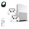 Microsoft Xbox One S 1TB with 2 Controller, 4K Ultra HD White with BOLT AXTION Cleaning Kit Headset Bundle Like New