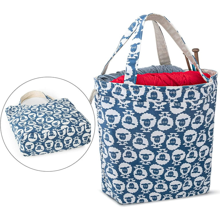 Teamoy Knitting Tote Bag with Drawstring Closure Portable Yarn Storage Bag for Knitting Needles Yarn Skein and Crochet Supplies Sheep Bag Only Walmart