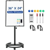 Mobile Whiteboard, 36” x 24” Magnetic Portable White Board on Wheels, Height Adjustable Standing Dry Erase Board with Stand, Easel Style Rolling Whiteboard for Classroom, Office, Teacher, Home