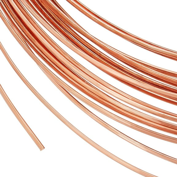 Copper Craft Wire Half Round Raw(Unplated) 1.6x0.6mm about 19.69 Feet(6m)/Roll