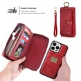 thumbnail image 5 of Dteck for iPhone 15 Pro Max Wallet Case, Heavy Duty 2 in 1 Leather Zipper Purse Detachable Magnetic 14 Card Slots Money Pocket Clutch Cover for Apple iPhone 15 Pro Max,Red, 5 of 9