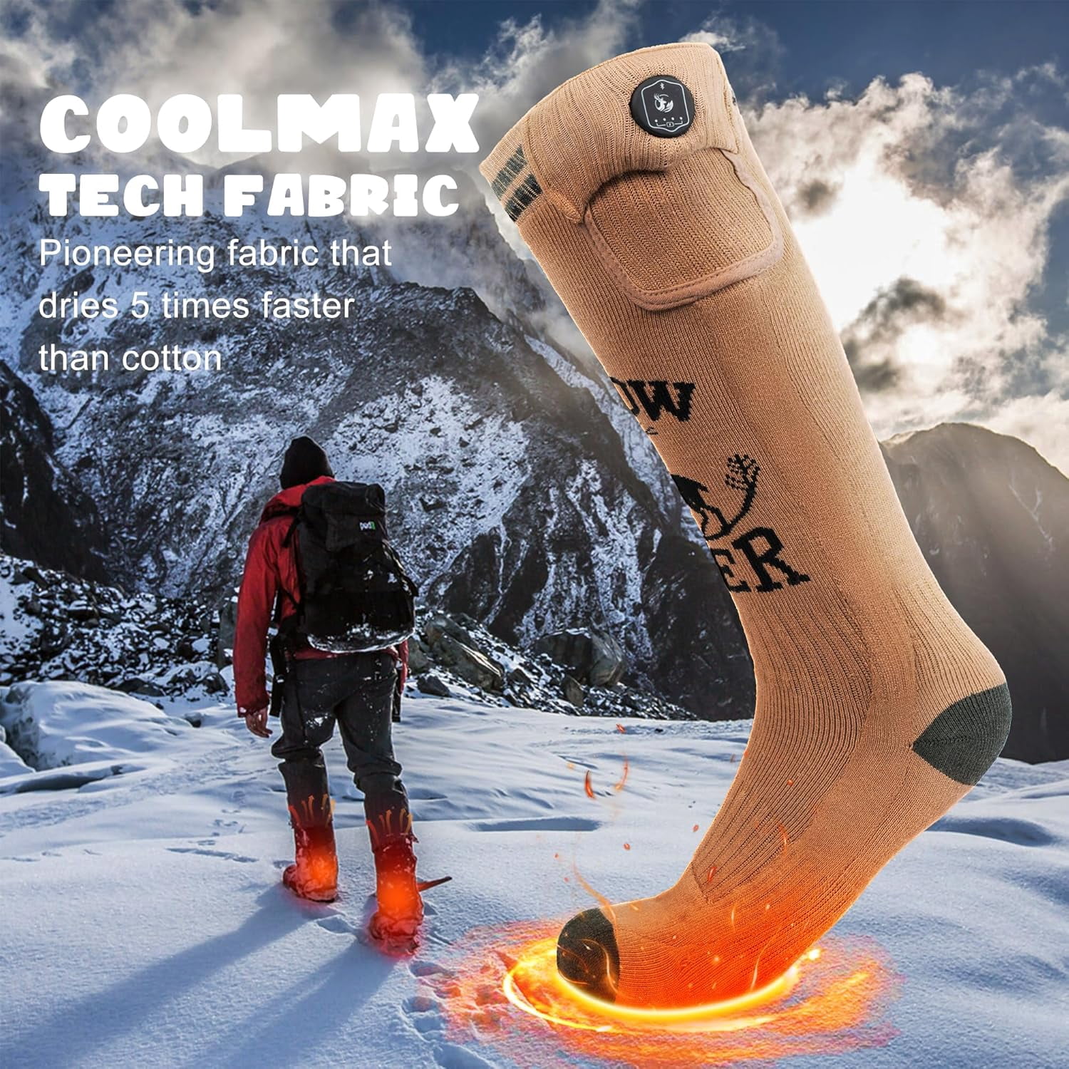 SNOW DEER Hunting Heated Socks with App Control for Men Women, Rechargeable Electric Heating Warm Sock for Motorcycle Hunting Ski Hiking Cold Winter Work Washable