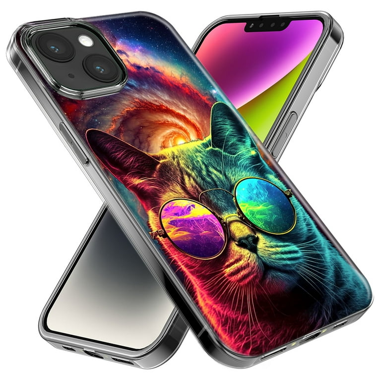 MUNDAZE Apple iPhone 13 Neon Rainbow Galaxy Cat Shockproof