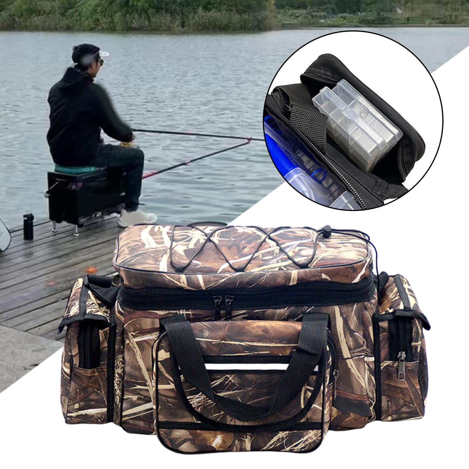 Wswqop Fishing Bag Carry Case Multipurpose Organizer Fishing Pole Reel Gear Storage Bag
