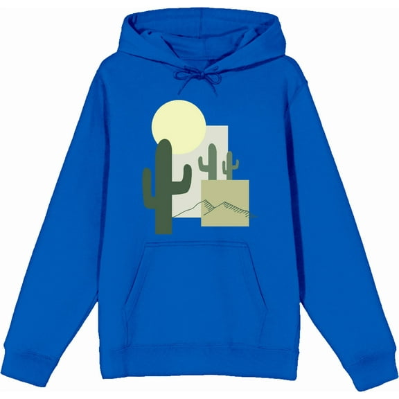 Natural World Cacti & Shapes Blue Adult Long Sleeve Hoodie-Small