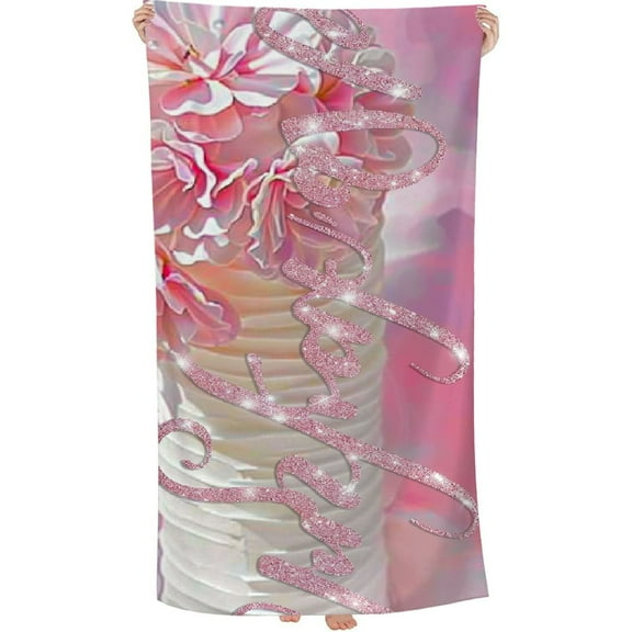 PHYHOO Beach Towels with for Kids Adults - Light Weight Quick Dry Sand Free Thin Microfiber Beach Towel - Pink Travel Beach Towel for Pool Camping 30x60in