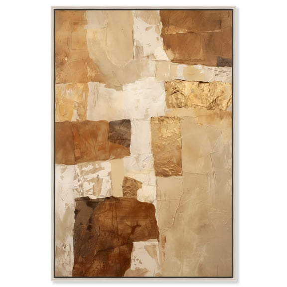 Layers Of Earth Boho Abstract Warm Color Canvas Wall Art by Art Remedy, Silver Floater Frame, 10"x15"