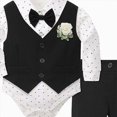 thumbnail image 2 of WXFAZCVU Baby Boy Clothes Suits Gentleman Outfit Dress Shirt Button Vest and Pants 3pc Sets Size 0-3 Months, 2 of 3