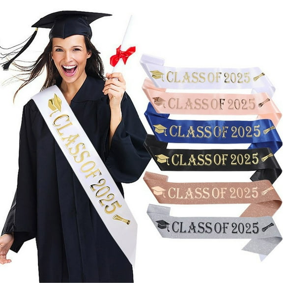 Riforla Class of 2025 Graduation Sash with I Graduated Text for Graduation Party Decorations and Accessories Gold Foil Pink
