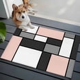 thumbnail image 4 of Modern Geometric Pink Black Bathroom Rug Washable 2x3 Entryway Rug Non Slip Abstract Minimalist Color Blocks Front Door Mat Low Pile Indoor Doormat Throw Floor Carpet for Kitchen Bedroom Entrance, 4 of 8