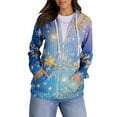 thumbnail image 2 of Hoodies for Women, Trendy Tops with Christmas Print, Long Sleeve Sweatshirt with Pockets, Pullover Lightweight for Casual Fall Fashion,Blue,S, 2 of 7