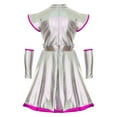 thumbnail image 4 of CHICTRY Kids Girls Alien Robot Astronaut Dance Sets Metallic Cap Sleeve A Line Dress with Tentacle Hot Pink-A 6, 4 of 7