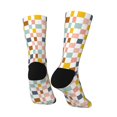 thumbnail image 3 of Goofa Colorful Checkered 1 Printed Men's Crew Socks, Soft Durable Breathable Moisture-Wicking with Odor Control Cotton socks, 3 of 9