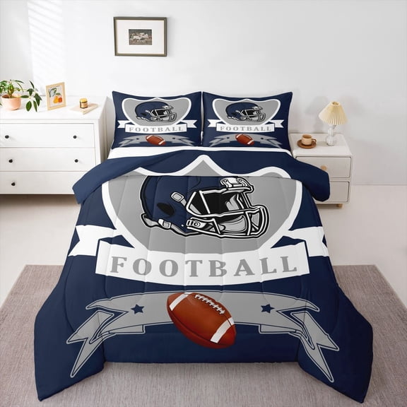 Erosebridal Eat Sleep Bedding Sets Twin with Comforter, American Football Comforter Sets Twin Size, Sports Lover Reversible Duvet Insert, Lightweight Bedroom Decor, 2 Pieces