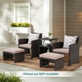 thumbnail image 6 of JOIVI 6 Piece Patio Wicker Furniture Set, Rattan Outdoor Chairs, with Beige Cushioned Ottoman, Resin Nesting Table, Modern Design, Beige & Brown, 6 of 10
