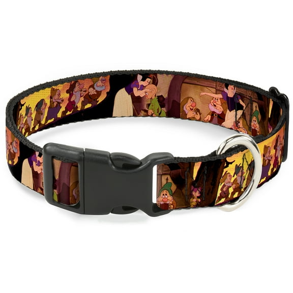 Disney Pet Collar, Dog Collar Plastic Buckle, Snow White the Seven Dwarfs Scenes, 15 to 24 Inches 1.0 Inch Wide