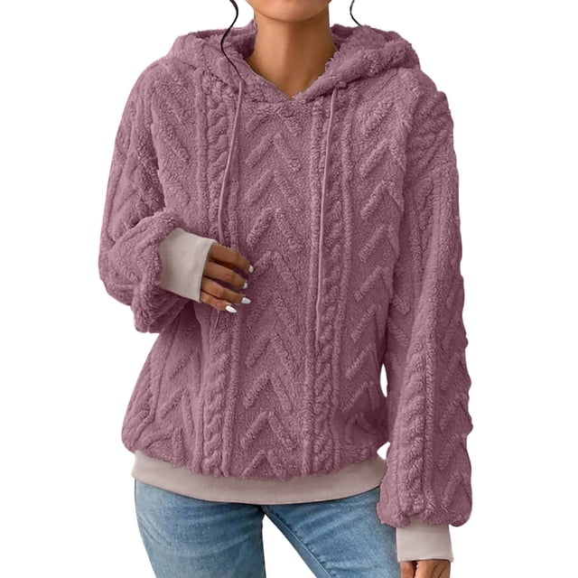 Manteau à Capuche Épais en Jacquard à Manches Longues pour Femmes