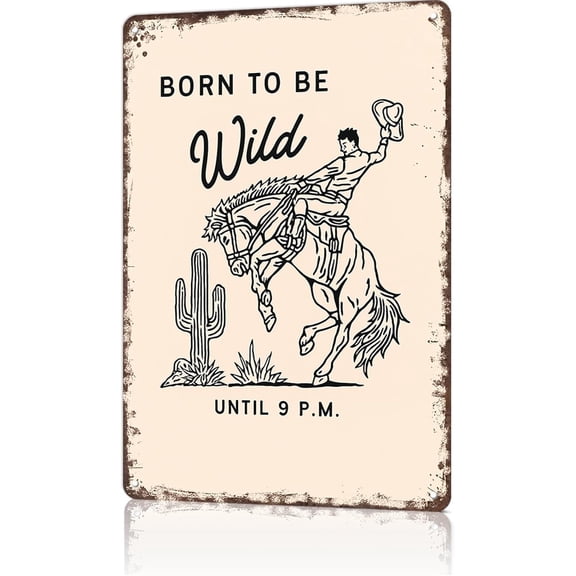 Vintage Western Cowboy Metal Tin Wall Decor Sign 8x12 Inch