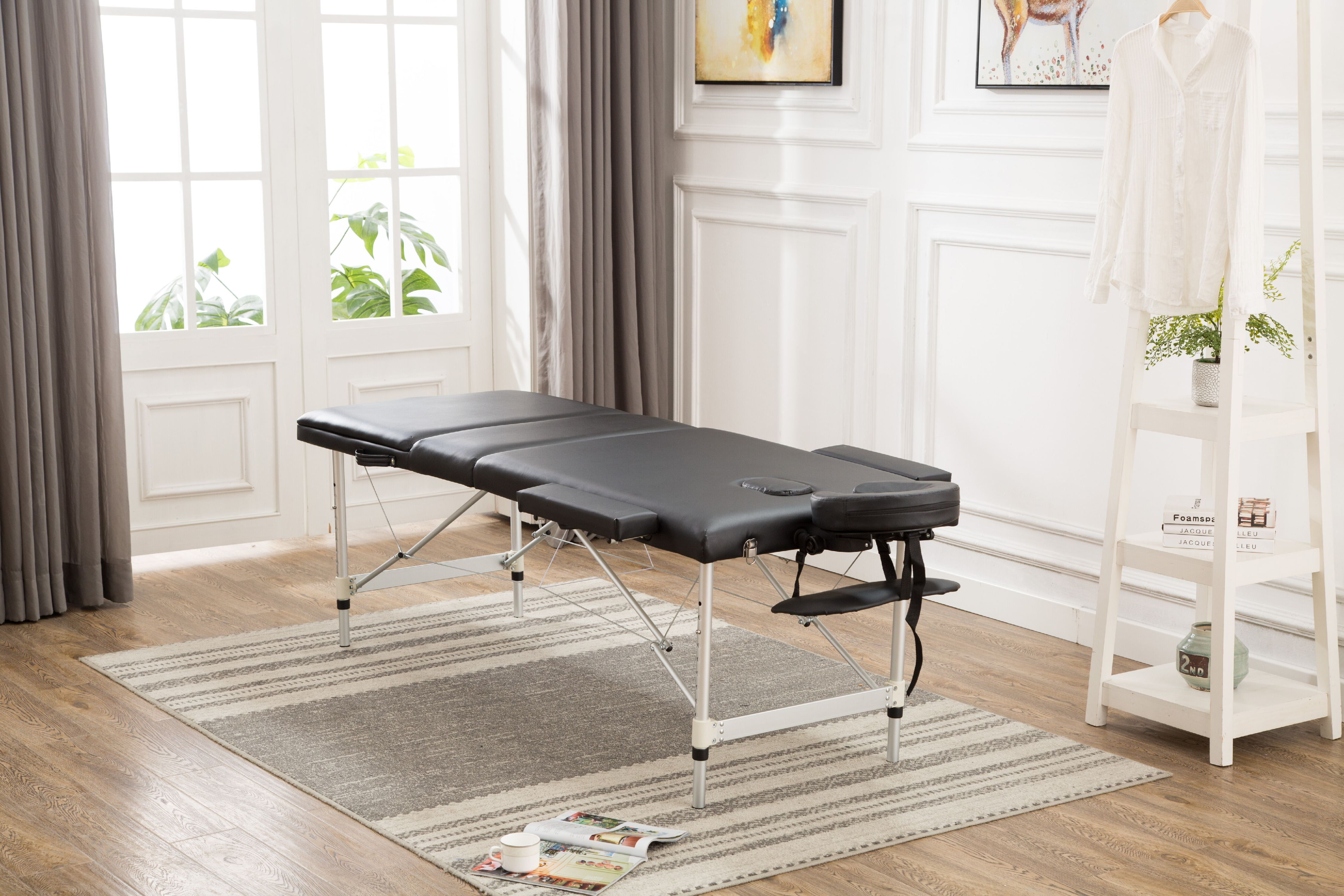 Merax New Black 84 Portable Massage Table Pu Leather Round Angle Massage Table